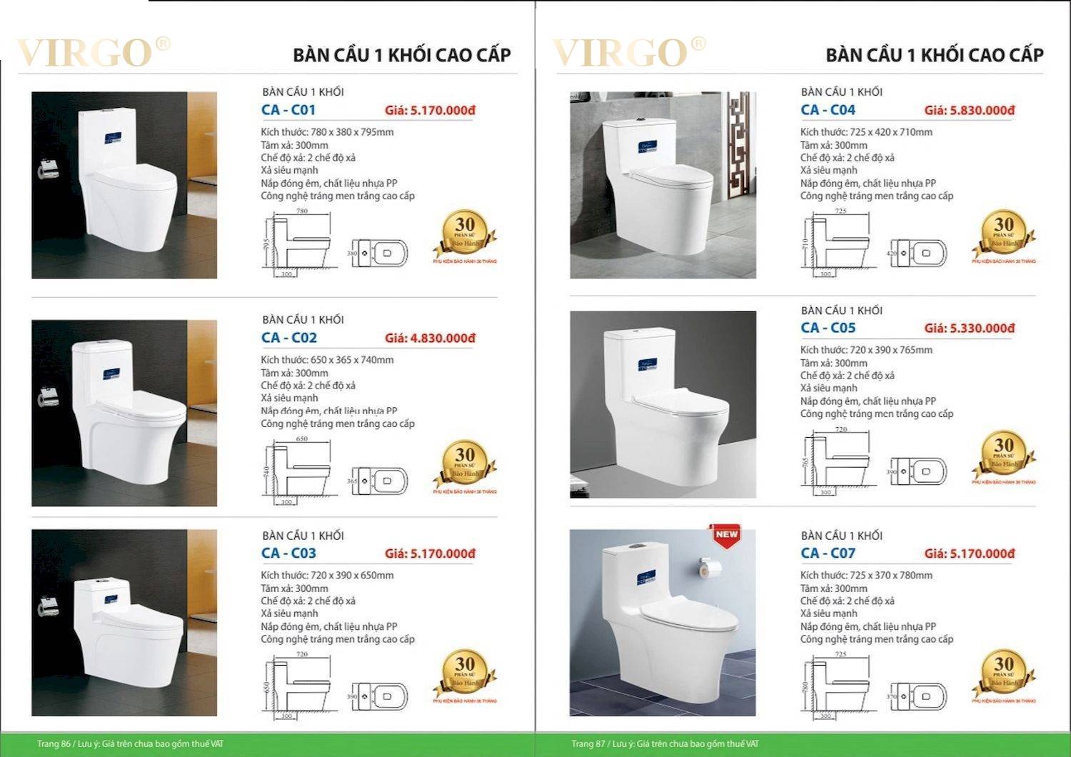 Catalogue và bảng giá Thiết bị vệ sinh VIRGO mới nhất /Page 44